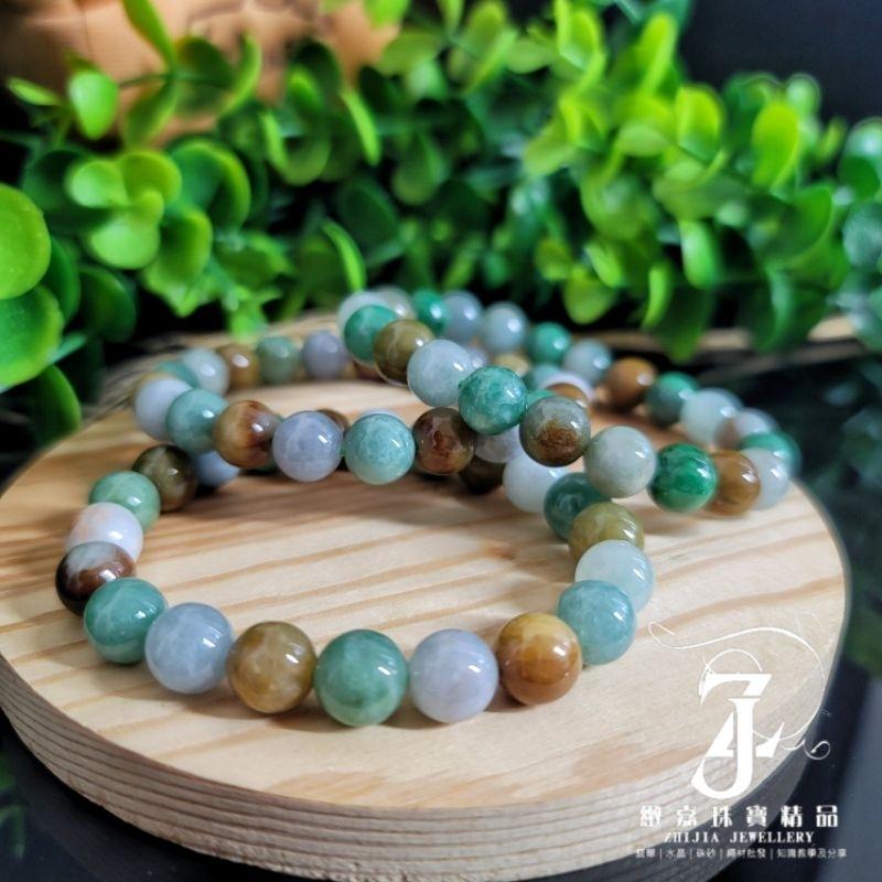 翡翠 手珠 緬甸玉 多寶手串 9m 16圍 現貨保A 證 天然 福祿壽喜 三彩 四喜 直播-細節圖4