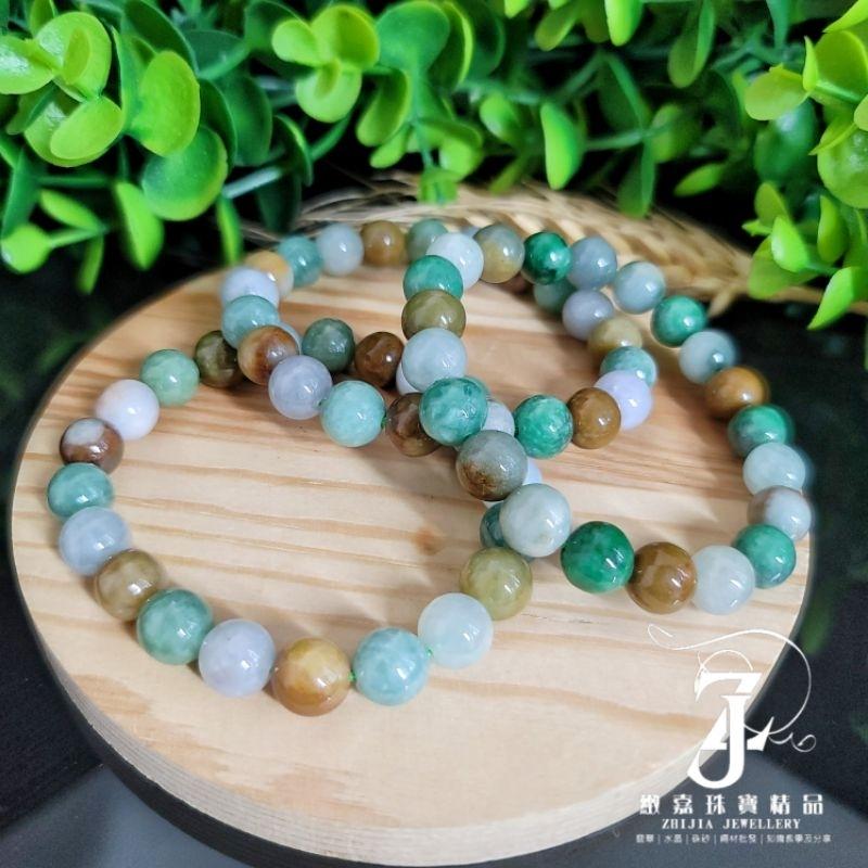 翡翠 手珠 緬甸玉 多寶手串 9m 16圍 現貨保A 證 天然 福祿壽喜 三彩 四喜 直播-細節圖6