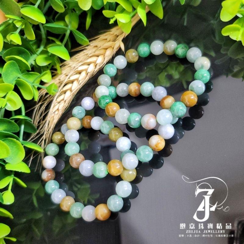 翡翠 手珠 緬甸玉 多寶手串 9m 16圍 現貨保A 證 天然 福祿壽喜 三彩 四喜 直播-細節圖8