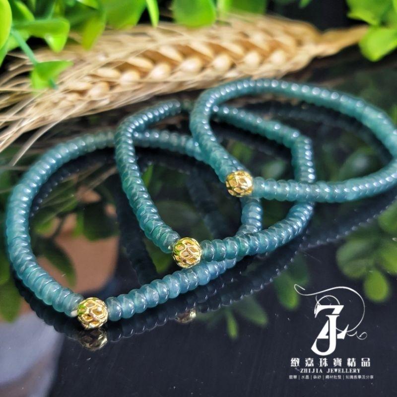 翡翠 手串 瓜料 冰威藍 綠 冰種 算盤珠5m 天然 現貨保A 直播 玉石 素材 手作-細節圖2