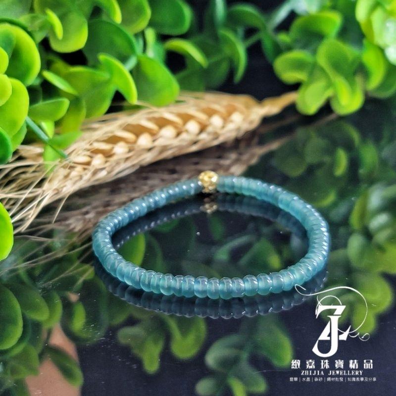 翡翠 手串 瓜料 冰威藍 綠 冰種 算盤珠5m 天然 現貨保A 直播 玉石 素材 手作-細節圖3