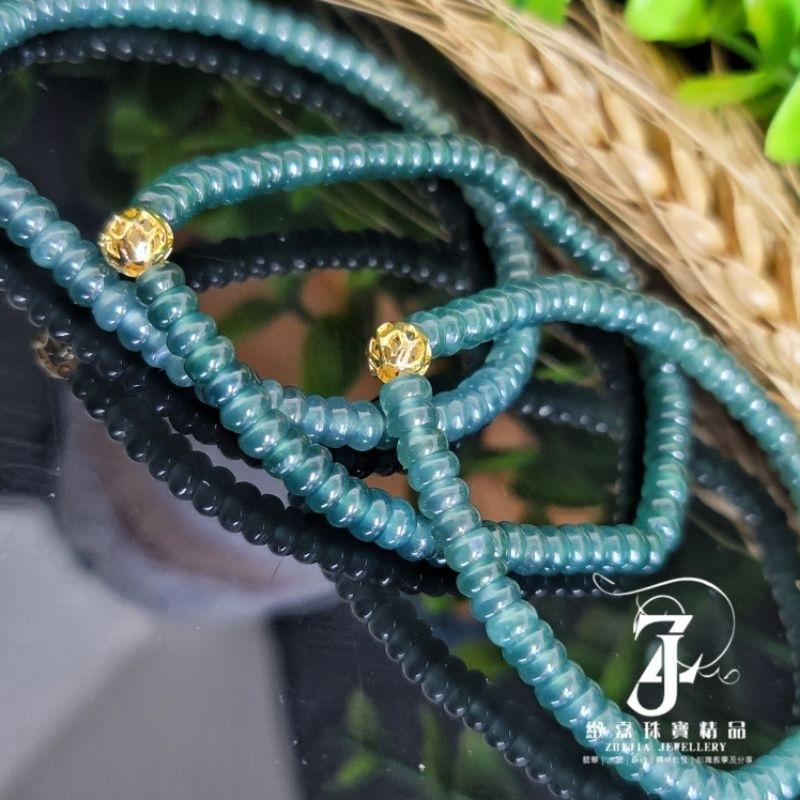翡翠 手串 瓜料 冰威藍 綠 冰種 算盤珠5m 天然 現貨保A 直播 玉石 素材 手作-細節圖6