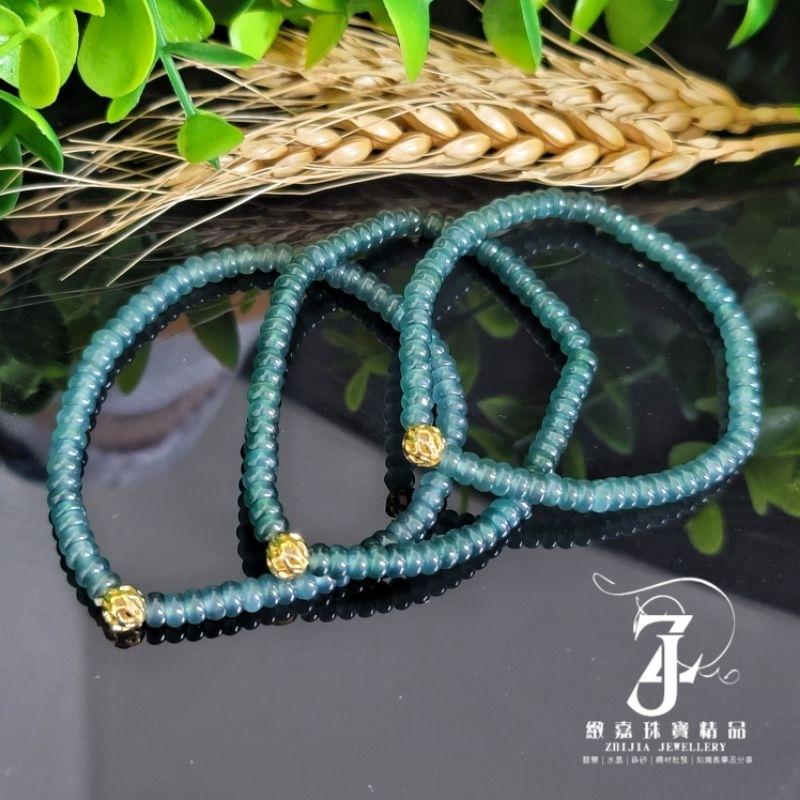 翡翠 手串 瓜料 冰威藍 綠 冰種 算盤珠5m 天然 現貨保A 直播 玉石 素材 手作-細節圖8