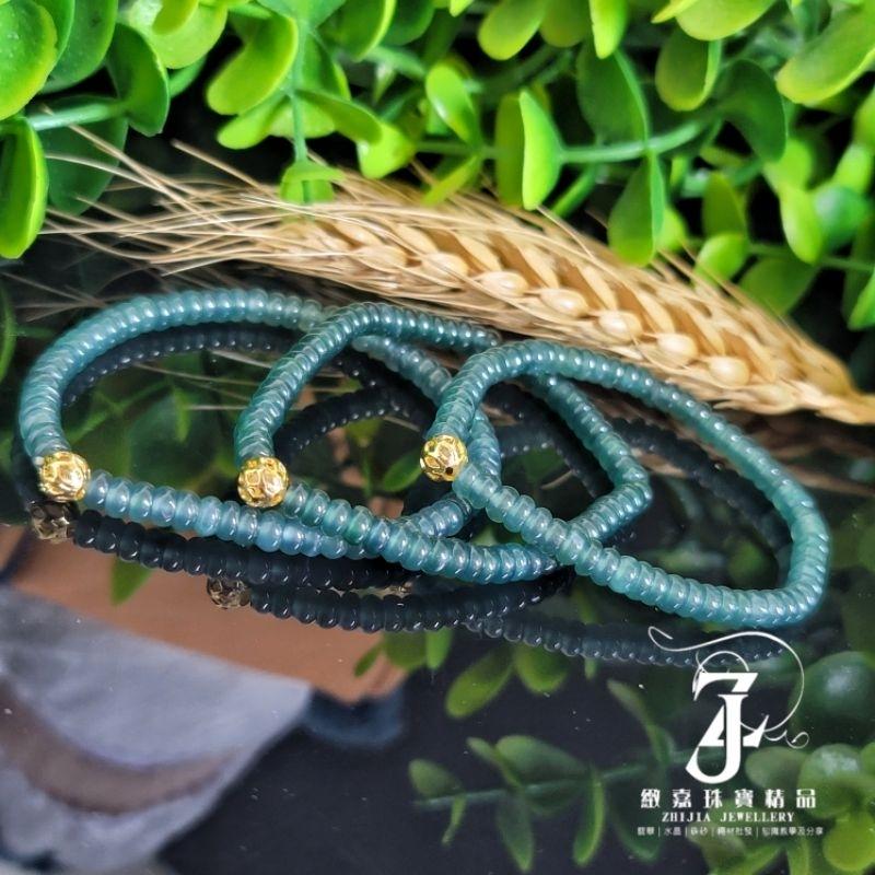 翡翠 手串 瓜料 冰威藍 綠 冰種 算盤珠5m 天然 現貨保A 直播 玉石 素材 手作-細節圖9
