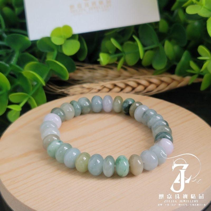 翡翠 現貨保A 天然 10m多寶算盤手珠 鼓珠 緬甸玉 多彩 春彩 天然黃 淡綠 白色 彈性線 直播 手串 玉珠-細節圖3