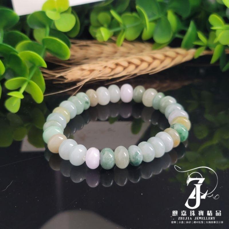 翡翠 現貨保A 天然 10m多寶算盤手珠 鼓珠 緬甸玉 多彩 春彩 天然黃 淡綠 白色 彈性線 直播 手串 玉珠-細節圖4