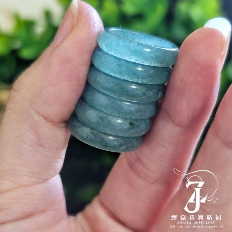 翡翠 戒指 福利 完美 威藍綠色 玉戒 有棉但透 16.2~17.3圍 內徑 瓜料 天然A貨 戒圈 飄綠花-細節圖3