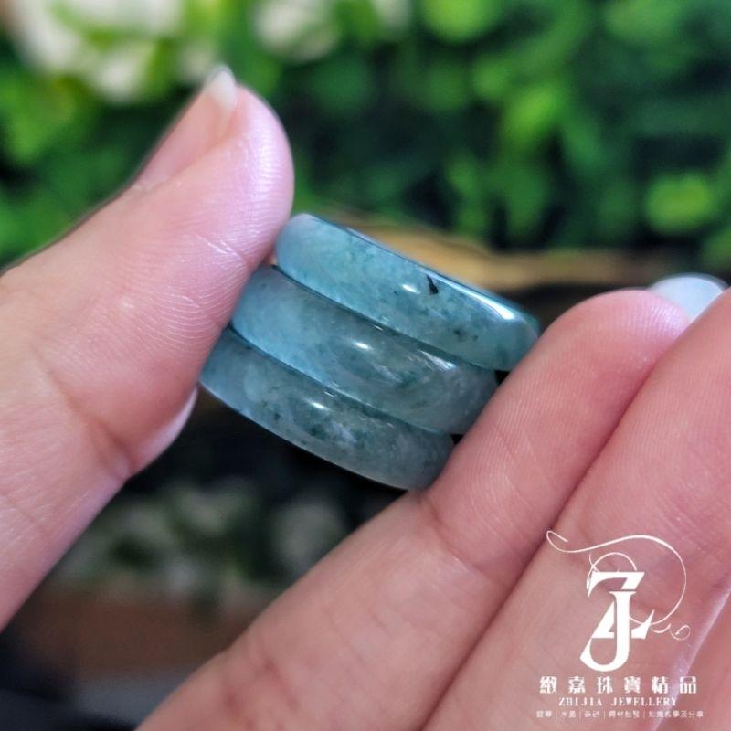 翡翠 戒指 福利 完美 威藍綠色 玉戒 有棉但透 16.2~17.3圍 內徑 瓜料 天然A貨 戒圈 飄綠花-細節圖6