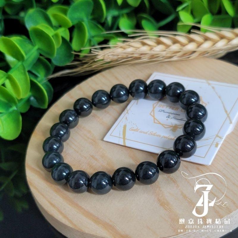 翡翠 有證 天然保A 現貨 瓜料 黑烏雞手珠9.8mm 16.5圍 危地馬拉 手串 招財 威料 天然玉石-細節圖4