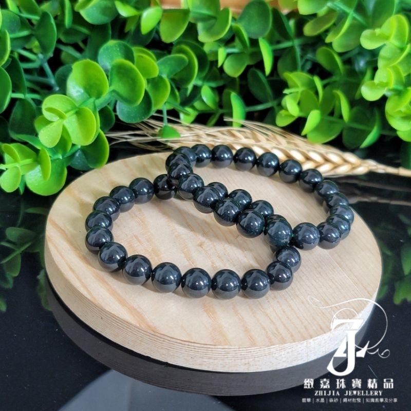 翡翠 有證 天然保A 現貨 瓜料 黑烏雞手珠9.8mm 16.5圍 危地馬拉 手串 招財 威料 天然玉石-細節圖5