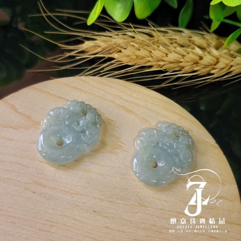 翡翠 平安扣 現貨保A  貔貅平安扣 冰晴綠 淺綠 直播 招財 實拍自然光-細節圖3