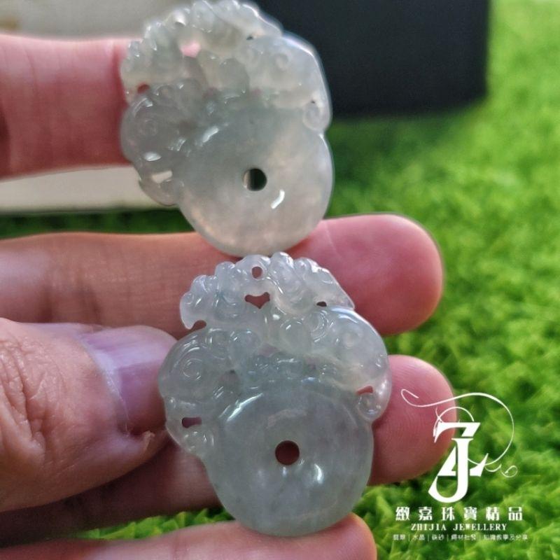 翡翠 平安扣 現貨保A  貔貅平安扣 冰晴綠 淺綠 直播 招財 實拍自然光-細節圖5