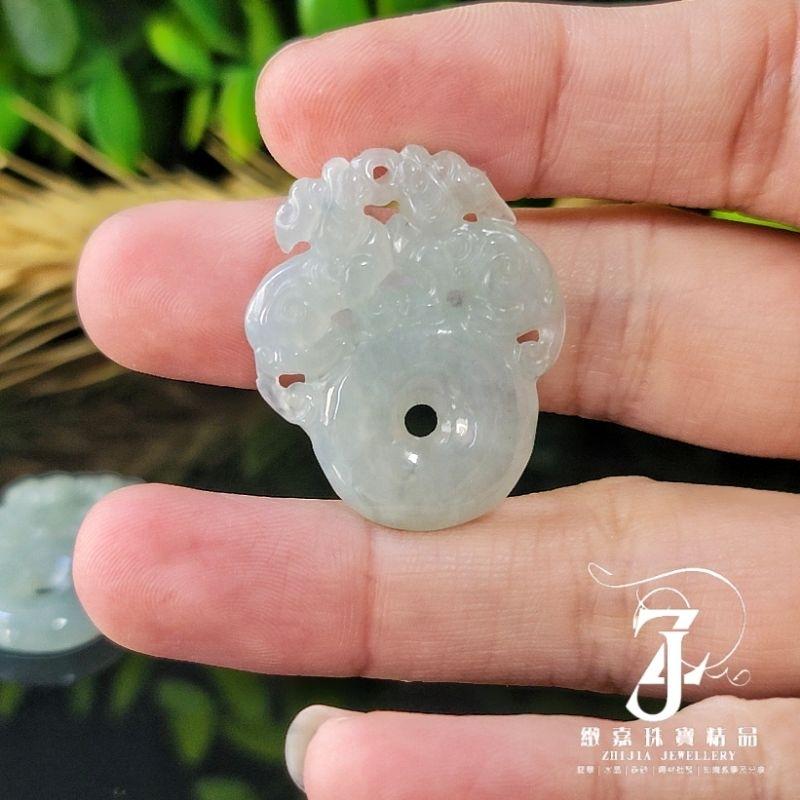 翡翠 平安扣 現貨保A  貔貅平安扣 冰晴綠 淺綠 直播 招財 實拍自然光-細節圖7