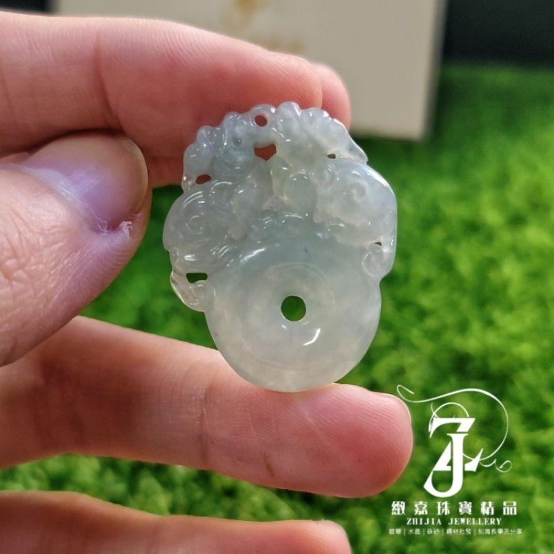 翡翠 平安扣 現貨保A  貔貅平安扣 冰晴綠 淺綠 直播 招財 實拍自然光-細節圖8