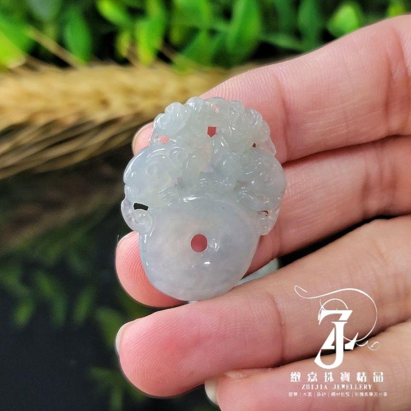 翡翠 平安扣 現貨保A  貔貅平安扣 冰晴綠 淺綠 直播 招財 實拍自然光-細節圖9