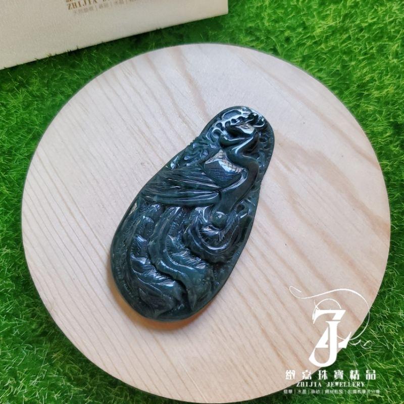 翡翠 現貨 威料 鳳牌 墨綠色 透光 鳳凰 直播 實拍自然光 保A 瓜地馬拉翡翠 瓜料-細節圖5