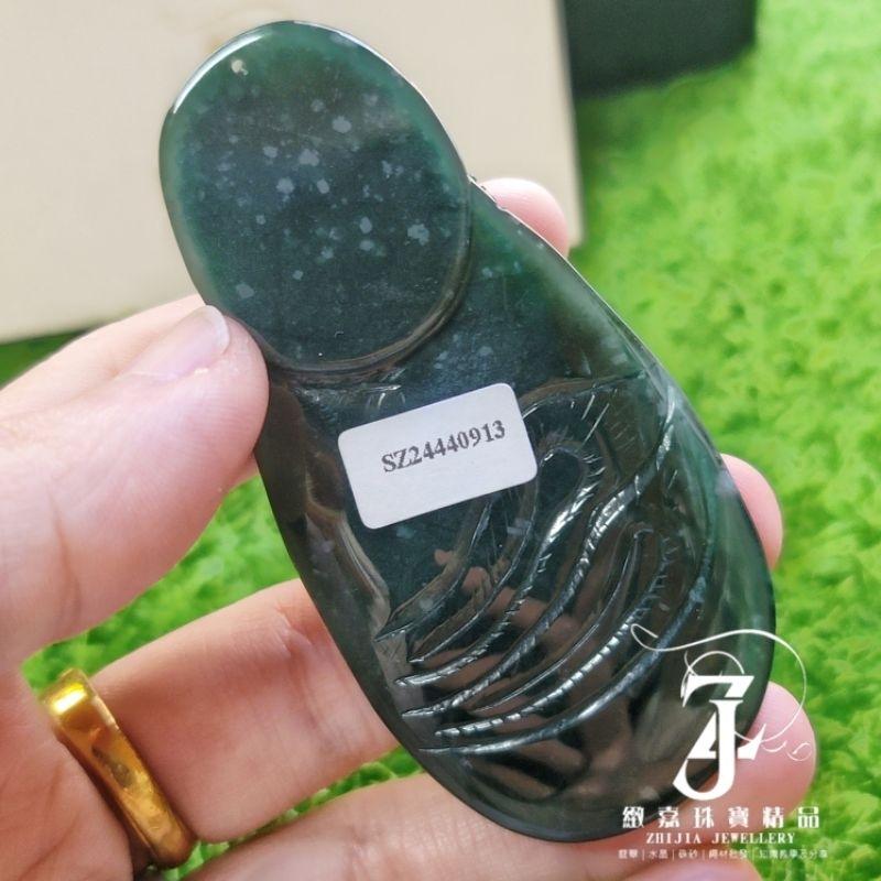 翡翠 現貨 威料 鳳牌 墨綠色 透光 鳳凰 直播 實拍自然光 保A 瓜地馬拉翡翠 瓜料-細節圖7