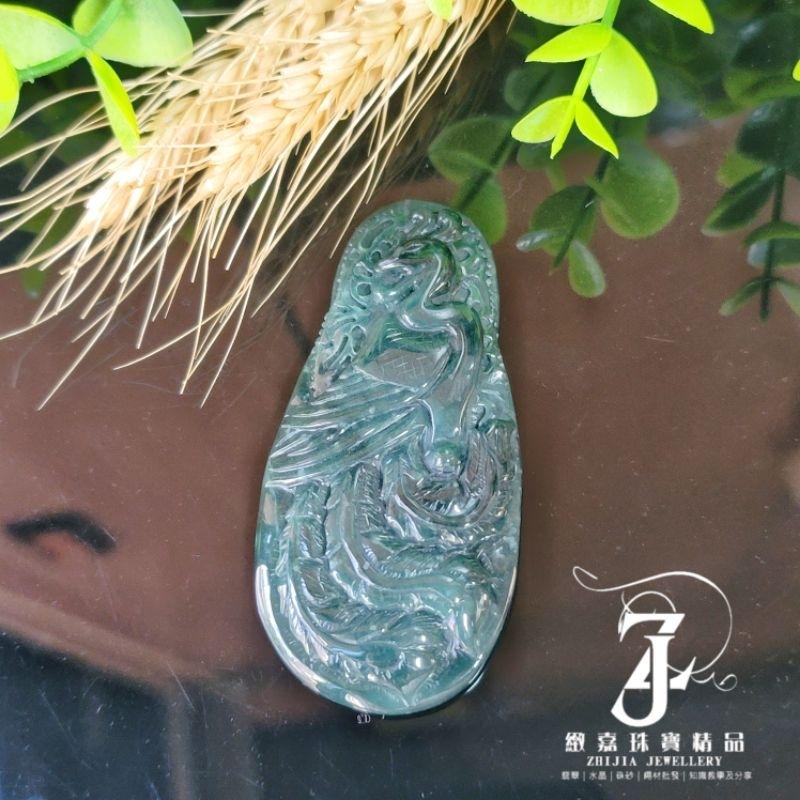 翡翠 現貨 威料 鳳牌 墨綠色 透光 鳳凰 直播 實拍自然光 保A 瓜地馬拉翡翠 瓜料-細節圖8