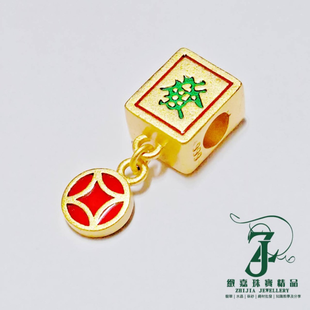 現貨 沙金古法金工小配件 DIY 素材 兔子 四葉草 金幣 龍 六字箴言 醒獅 蓮花 魚 關公 手串配件-規格圖5