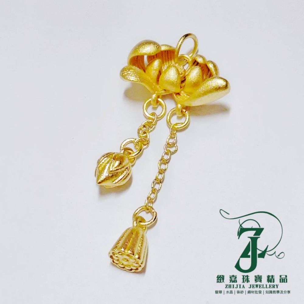 現貨 沙金古法金工小配件 DIY 素材 兔子 四葉草 金幣 龍 六字箴言 醒獅 蓮花 魚 關公 手串配件-規格圖5