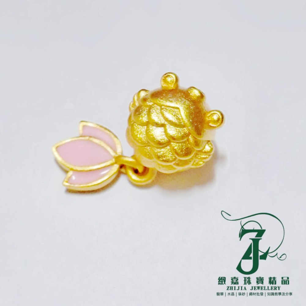現貨 沙金古法金工小配件 DIY 素材 兔子 四葉草 金幣 龍 六字箴言 醒獅 蓮花 魚 關公 手串配件-規格圖5