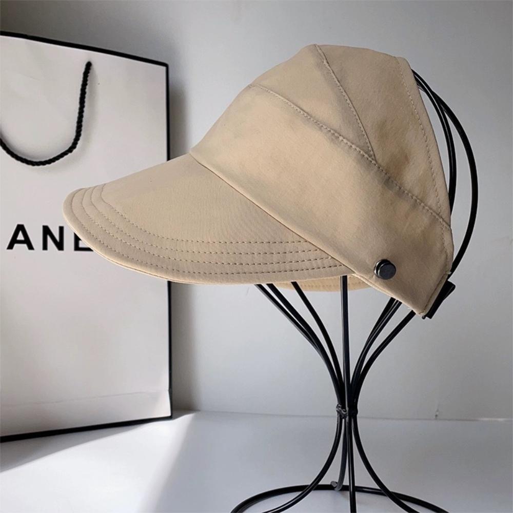 『熊愛貝百貨』夏季防曬抗UV薄型透氣防曬帽夏季可掛口罩可綁馬尾後空頂鴨舌帽-細節圖3
