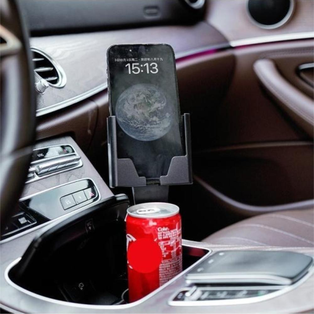 『熊愛貝百貨』免黏免安裝不佔位水杯架空間手機架車用飲料架手機支架-細節圖3