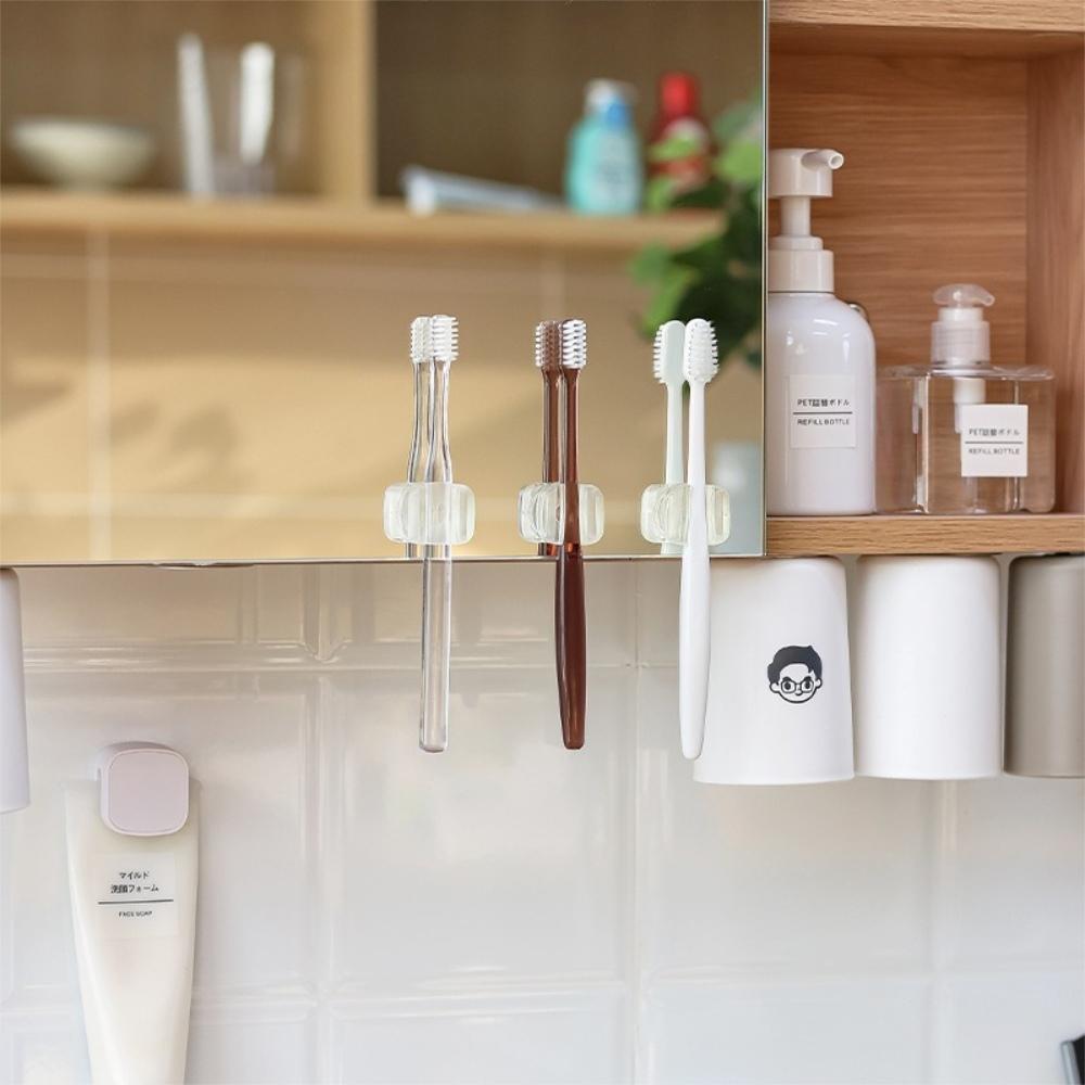 『熊愛貝百貨』壁掛式方便移位牙刷不落地瀝水收納架吸盤式牙刷架免打孔牙刷置物架-細節圖4