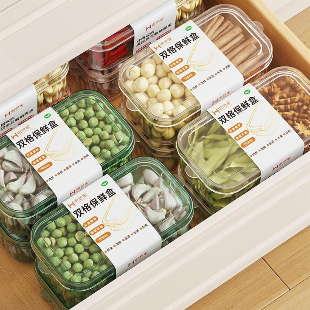 『熊愛貝百貨』可微波耐熱食品儲物盒水果乾貨收納密封盒PP材質廚房高透分格保鮮盒-細節圖2
