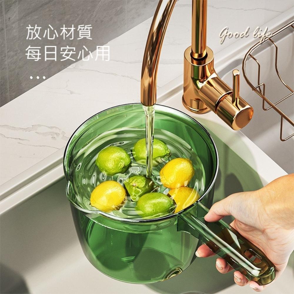『熊愛貝百貨』廚房浴室大容量加厚水舀可掛式長柄水勺輕奢感透明水瓢-細節圖2