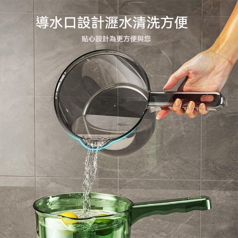 『熊愛貝百貨』廚房浴室大容量加厚水舀可掛式長柄水勺輕奢感透明水瓢-細節圖3