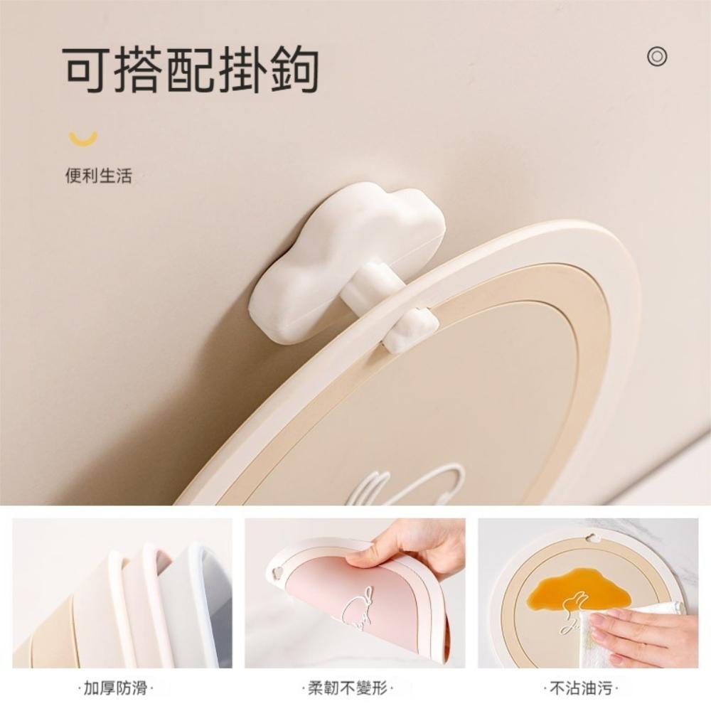 『熊愛貝百貨』防燙墊圓形碗盤墊加厚耐溫隔熱墊四件套附雲朵掛勾廚房防滑墊-細節圖3