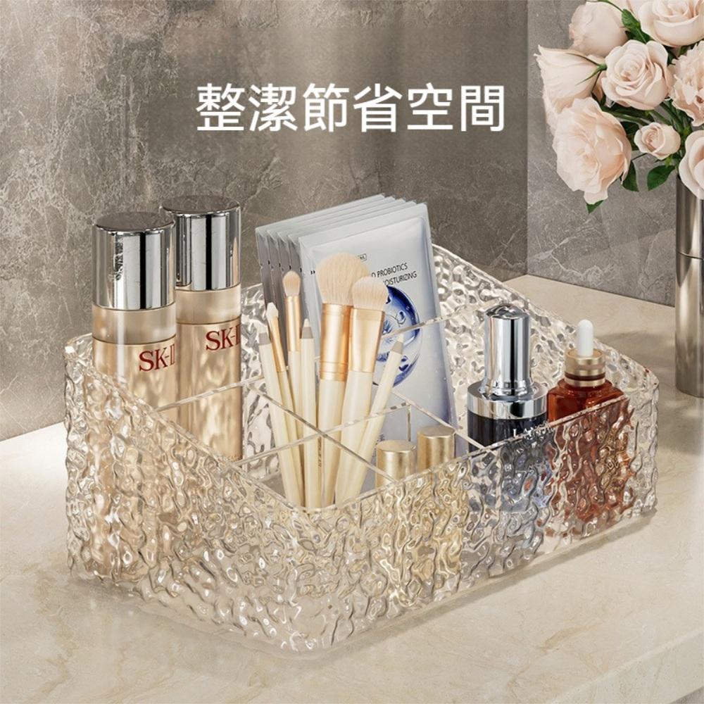 『熊愛貝百貨』化妝品整理盒浴室廁所儲物盒梯形大開口六格桌上收納盒-細節圖4