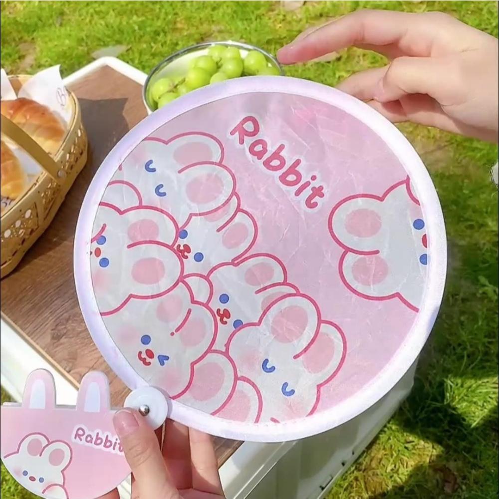 『熊愛貝百貨』隨身便摧口袋圓扇小扇子夏季可折疊扇子可愛卡通迷你布面團扇-細節圖2