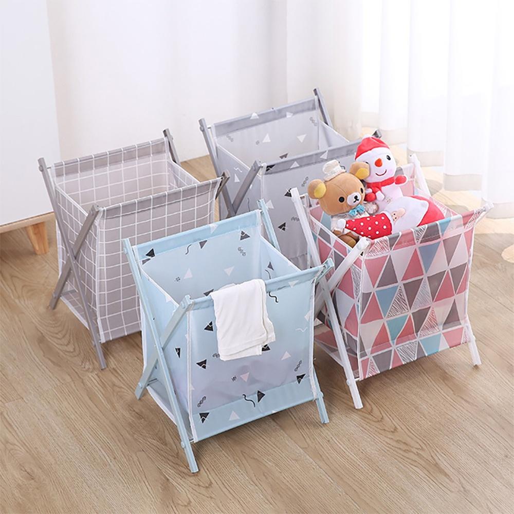 『熊愛貝百貨』浴室陽台輕鬆收納防潑水收納籃輕量化鋁桿材質X型可折收髒衣籃-細節圖3