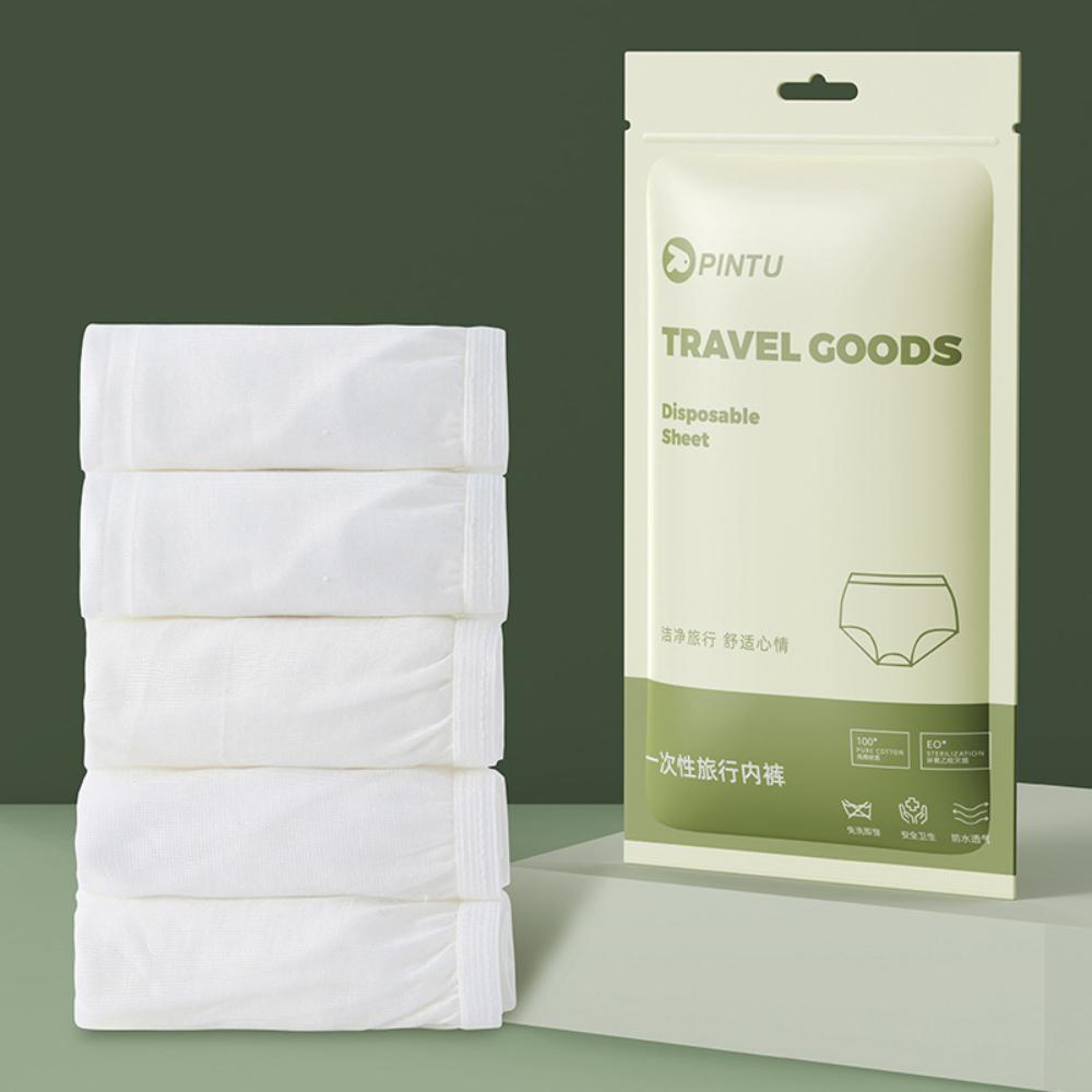 『熊愛貝百貨』男士旅用免洗褲舒適透氣三角大碼內褲拋棄式棉質加厚三角褲五條裝-細節圖4