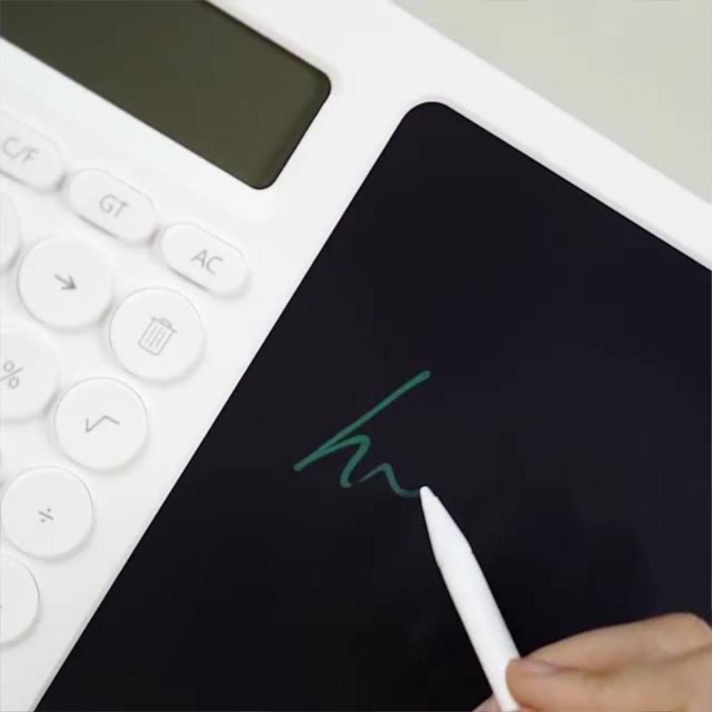 『熊愛貝百貨』多功能計算機液晶手寫板 桌面型台歷溫濕度計可擦除寫字板-細節圖4