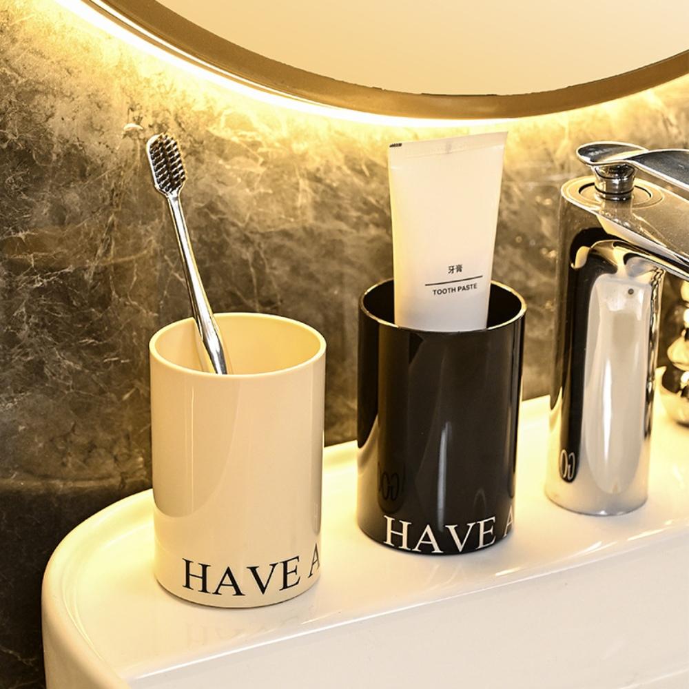 『熊愛貝百貨』祝你有美好的一天漱口杯簡約型夫妻情侶簡約高顏值洗漱杯牙刷杯-細節圖3