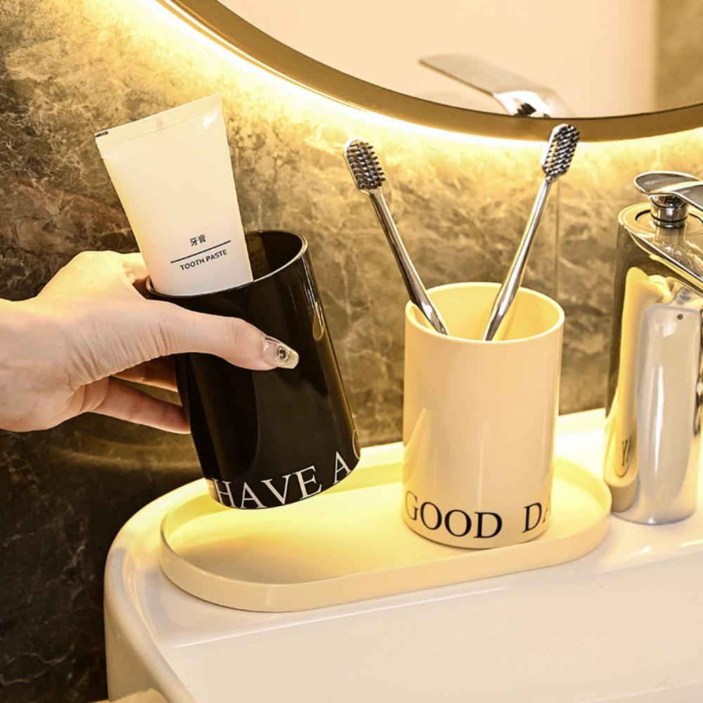 『熊愛貝百貨』祝你有美好的一天漱口杯簡約型夫妻情侶簡約高顏值洗漱杯牙刷杯-細節圖5