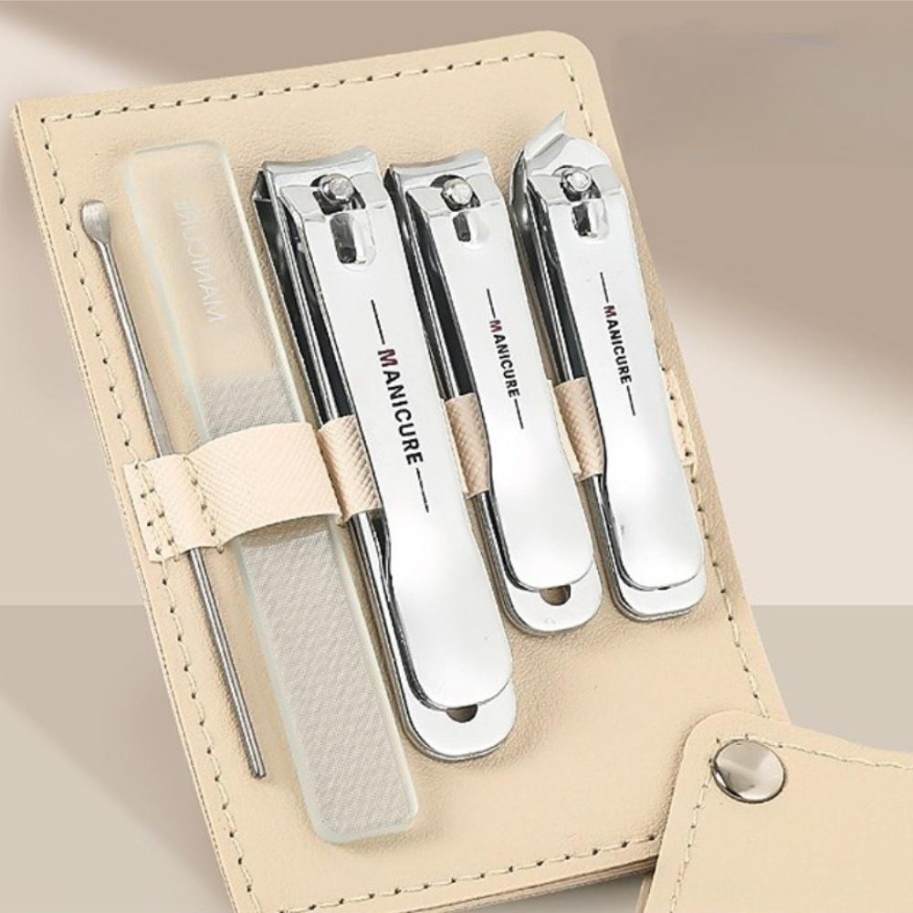 『熊愛貝百貨』不鏽鋼指甲刀美甲工具挖耳勺套裝精製工藝指甲刀裝五件套-細節圖2