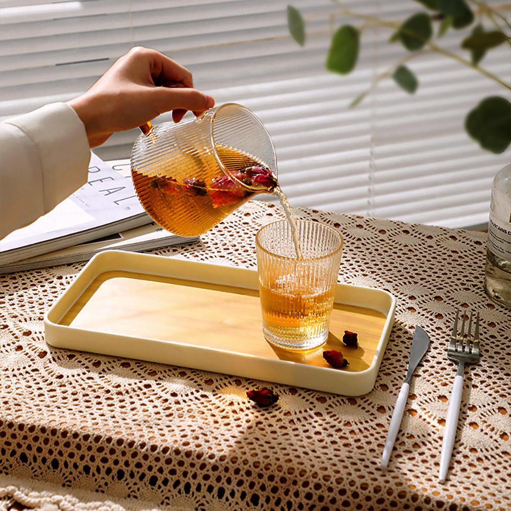 『熊愛貝百貨』簡約輕奢茶水飲料咖啡拖盤 自然風溫潤木紋長方形拖盤-細節圖6