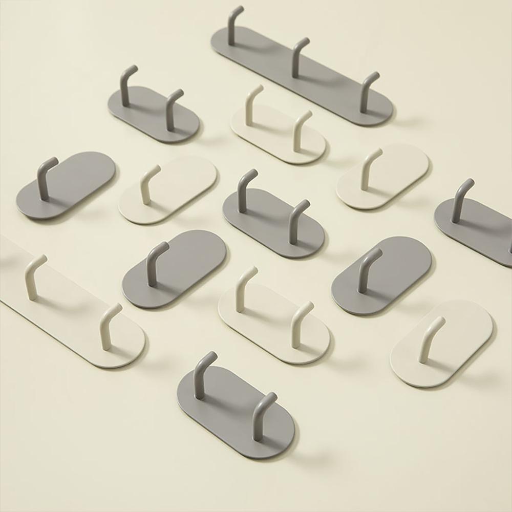 『熊愛貝百貨』日式奶油風金屬掛勾免打孔強力背膠黏勾廚房掛勾門後浴室無痕掛勾-細節圖3