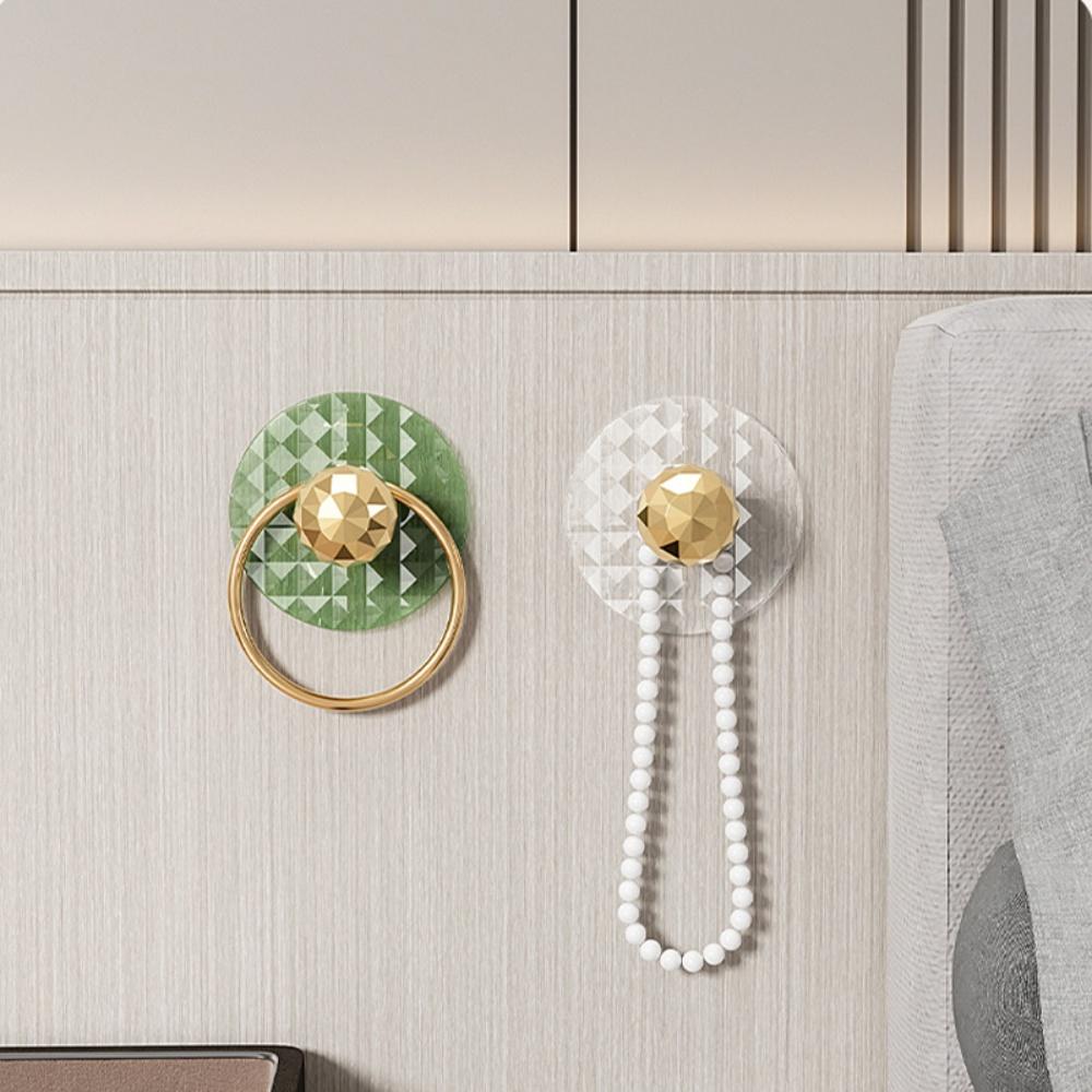 『熊愛貝百貨』輕奢透明壓克力菱格紋掛勾浴室玄關無痕免打孔門後衣帽收納掛勾-細節圖4