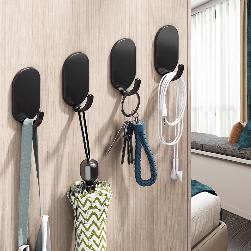 『熊愛貝百貨』強力無痕碳鋼掛勾五入組廚房衛浴平面光滑牆面免打孔背膠式黏鉤-細節圖3