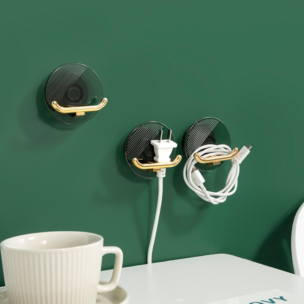 『熊愛貝百貨』輕奢感插頭掛勾雙邊勾設計背膠式延長線電源線固定器-細節圖2