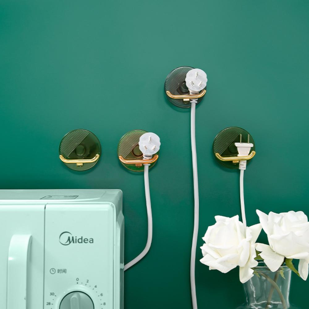 『熊愛貝百貨』輕奢感插頭掛勾雙邊勾設計背膠式延長線電源線固定器-細節圖3