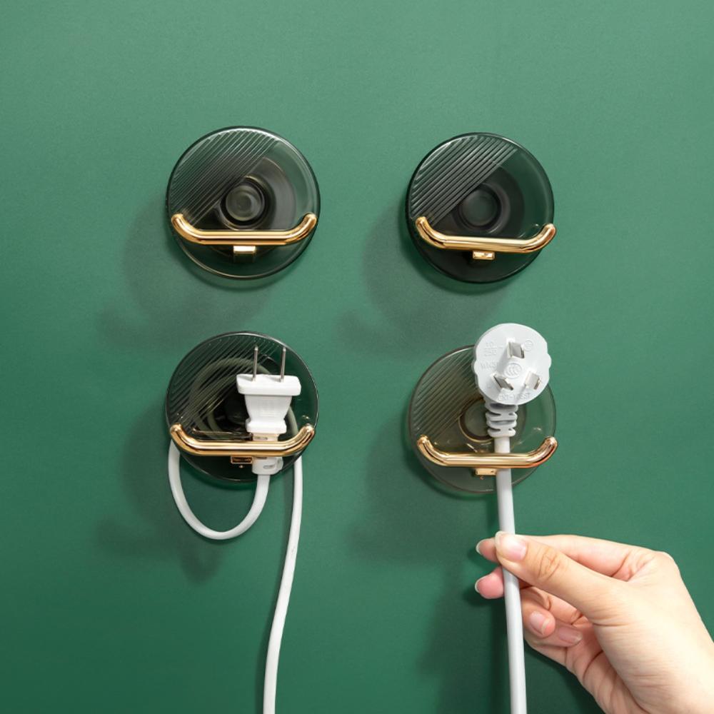 『熊愛貝百貨』輕奢感插頭掛勾雙邊勾設計背膠式延長線電源線固定器-細節圖4