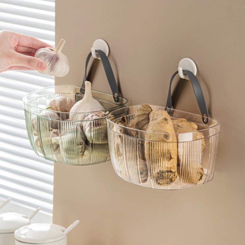 『熊愛貝百貨』廚房壁掛式蔥薑蒜類收納筐配料辣椒大蒜收納盒分類盒-細節圖4