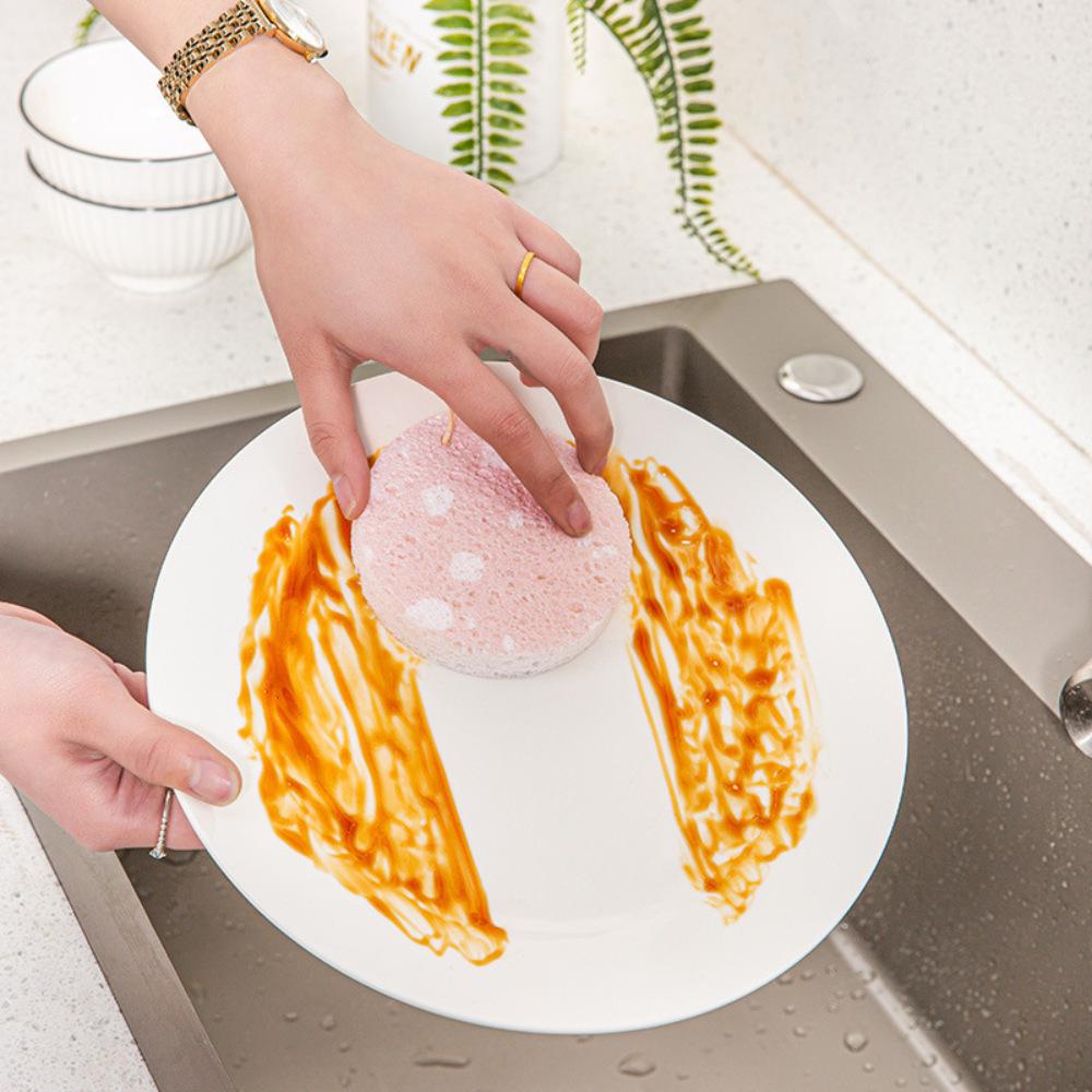 『熊愛貝百貨』壓縮洗碗木漿棉廚房吸水魔力擦洗鍋海綿刷加厚耐用菜瓜布洗碗棉-細節圖3