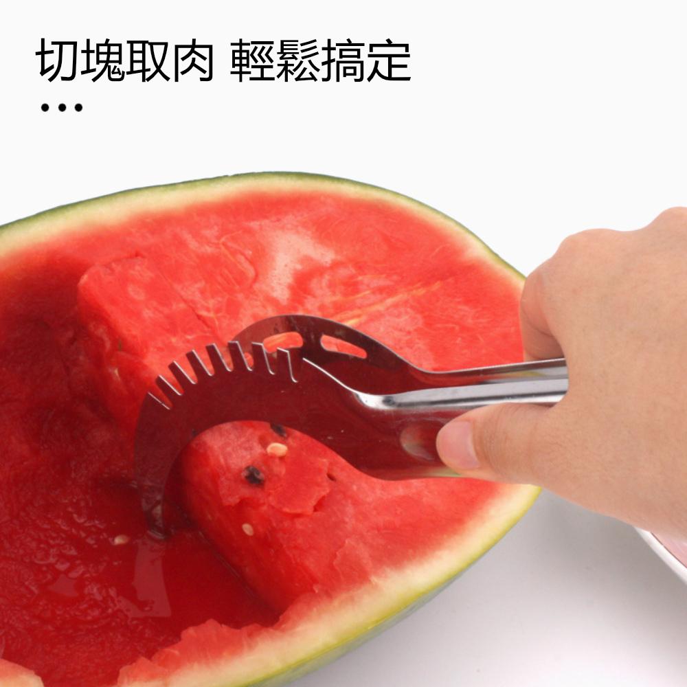 『熊愛貝百貨』純不鏽鋼版加厚材質西瓜切片器哈密瓜果肉切割刀切片刀-細節圖2